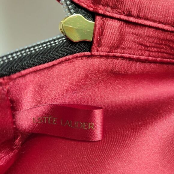 Estée Lauder Cherry Red Velvetty Flocked Makeup Case / Cute Bow Handbag / Laptop - Picture 14 of 16